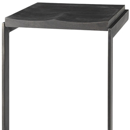 30" Black Wood And Metal Backless Bar Height Bar Chair