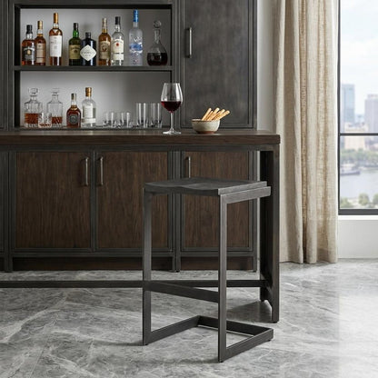 30" Black Solid and Manufactured Wood Backless Bar Height Bar Chair