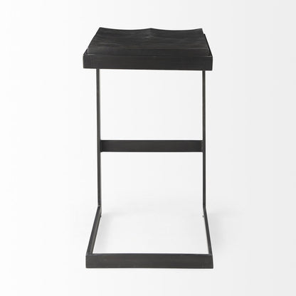 30" Black Wood And Metal Backless Bar Height Bar Chair