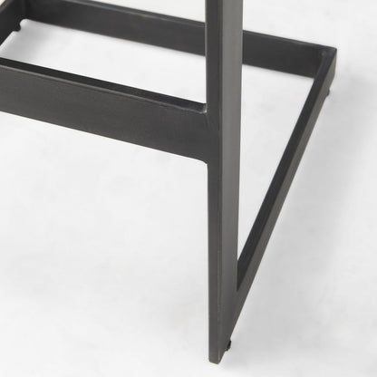 30" Black Wood And Metal Backless Bar Height Bar Chair