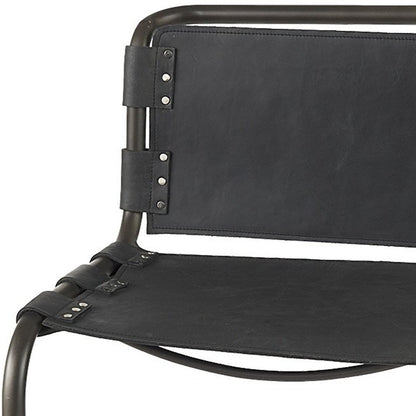 30" Black And Gray Leather And Iron Bar Height Bar Chair