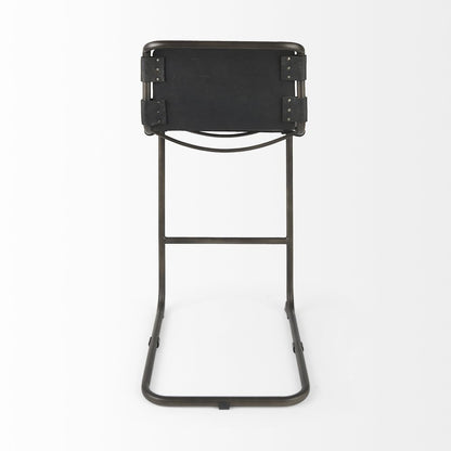 30" Black and Gray Leather and Iron Bar Height Bar Chair