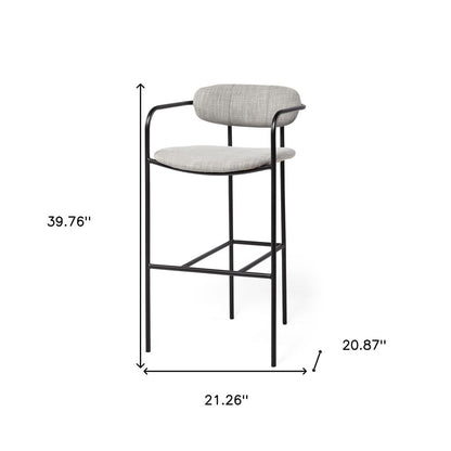 29" Gray and Black Fabric and Steel Bar Chair