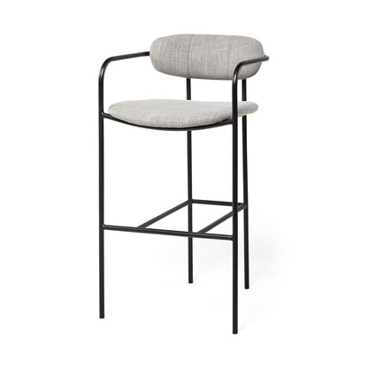 29" Gray and Black Fabric and Steel Bar Height Bar Chair