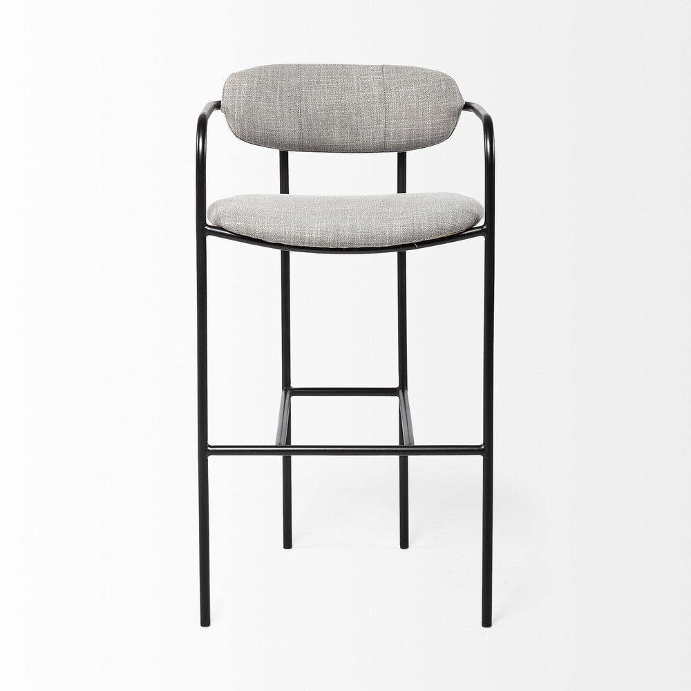 29" Gray and Black Fabric and Steel Bar Height Bar Chair