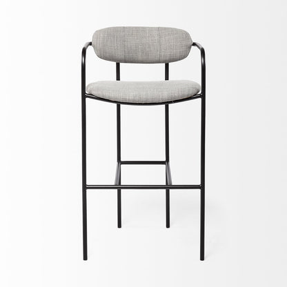 29" Gray and Black Fabric and Steel Bar Height Bar Chair