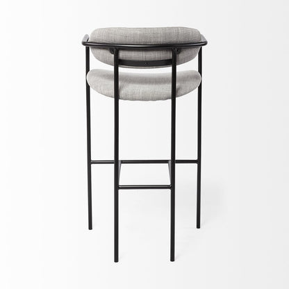 29" Gray And Black Fabric And Steel Bar Height Bar Chair