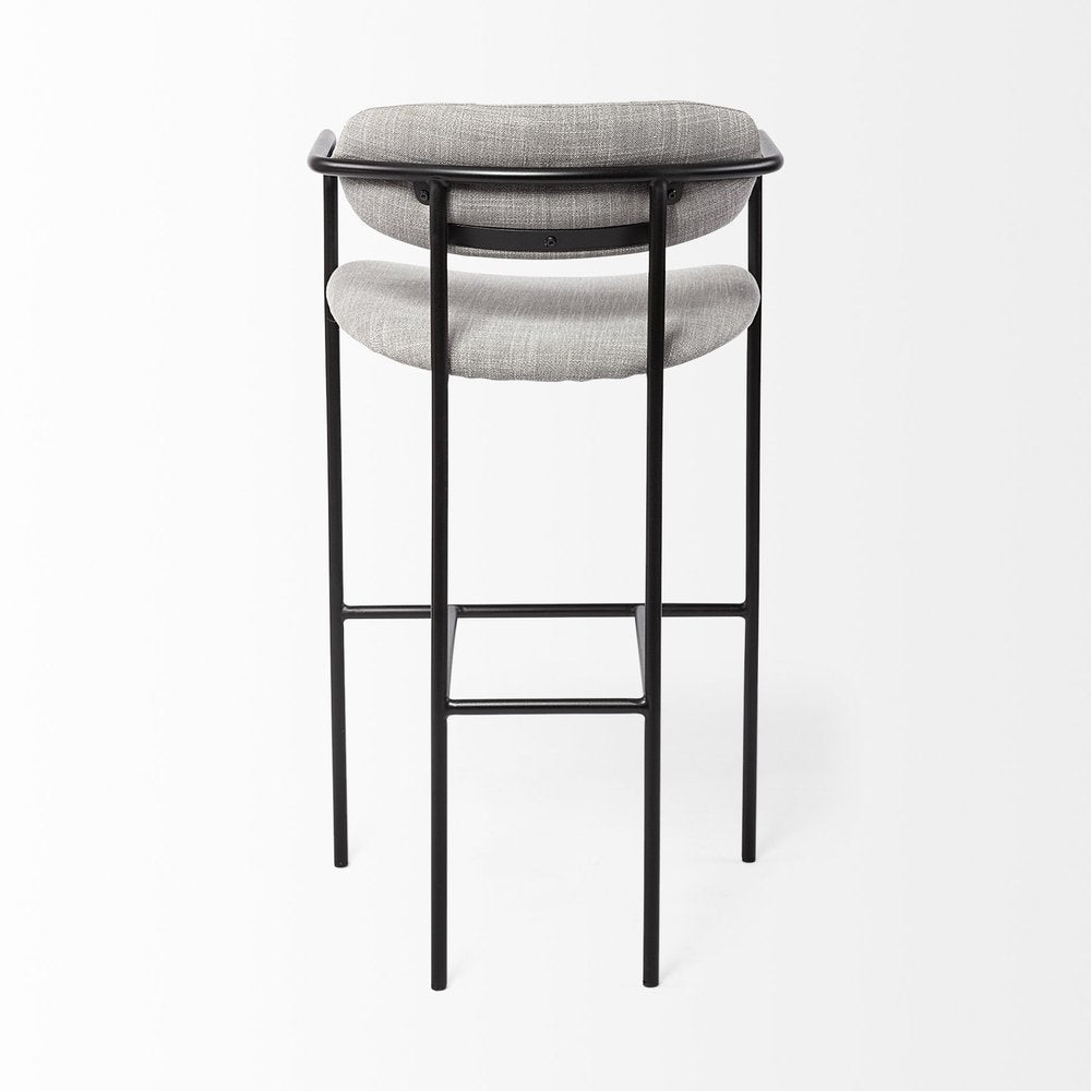 29" Gray and Black Fabric and Steel Bar Height Bar Chair