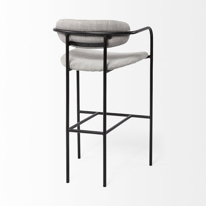 29" Gray and Black Fabric and Steel Bar Height Bar Chair