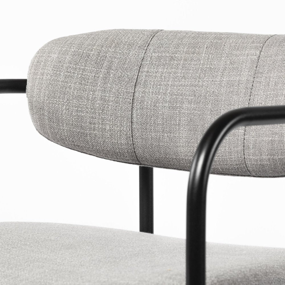 29" Gray and Black Fabric and Steel Bar Chair