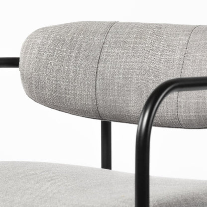 29" Gray and Black Fabric and Steel Bar Chair