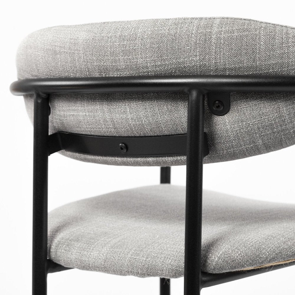 29" Gray and Black Fabric and Steel Bar Height Bar Chair