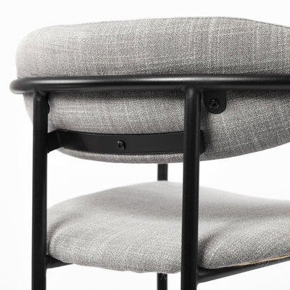 29" Gray and Black Fabric and Steel Bar Height Bar Chair