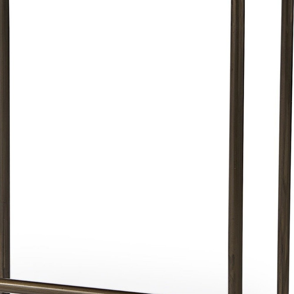 29" Bronze Leather and Metal Backless Bar Chair