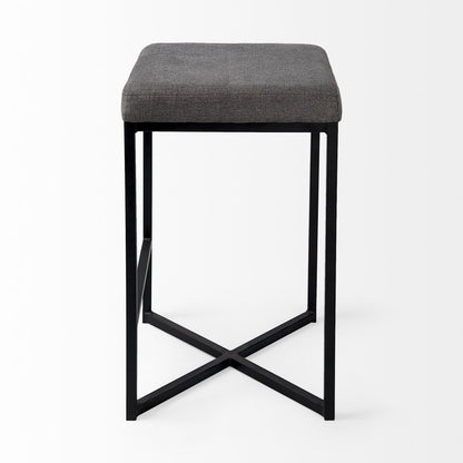 26" Gray And Black Fabric And Metal Backless Counter Height Bar Chair