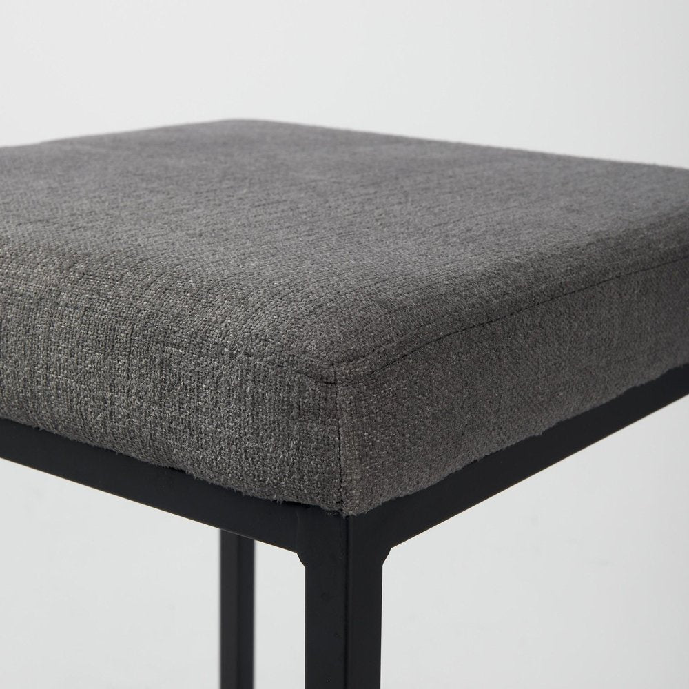 26" Gray And Black Fabric And Metal Backless Counter Height Bar Chair