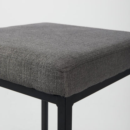 26" Gray And Black Fabric And Metal Backless Counter Height Bar Chair