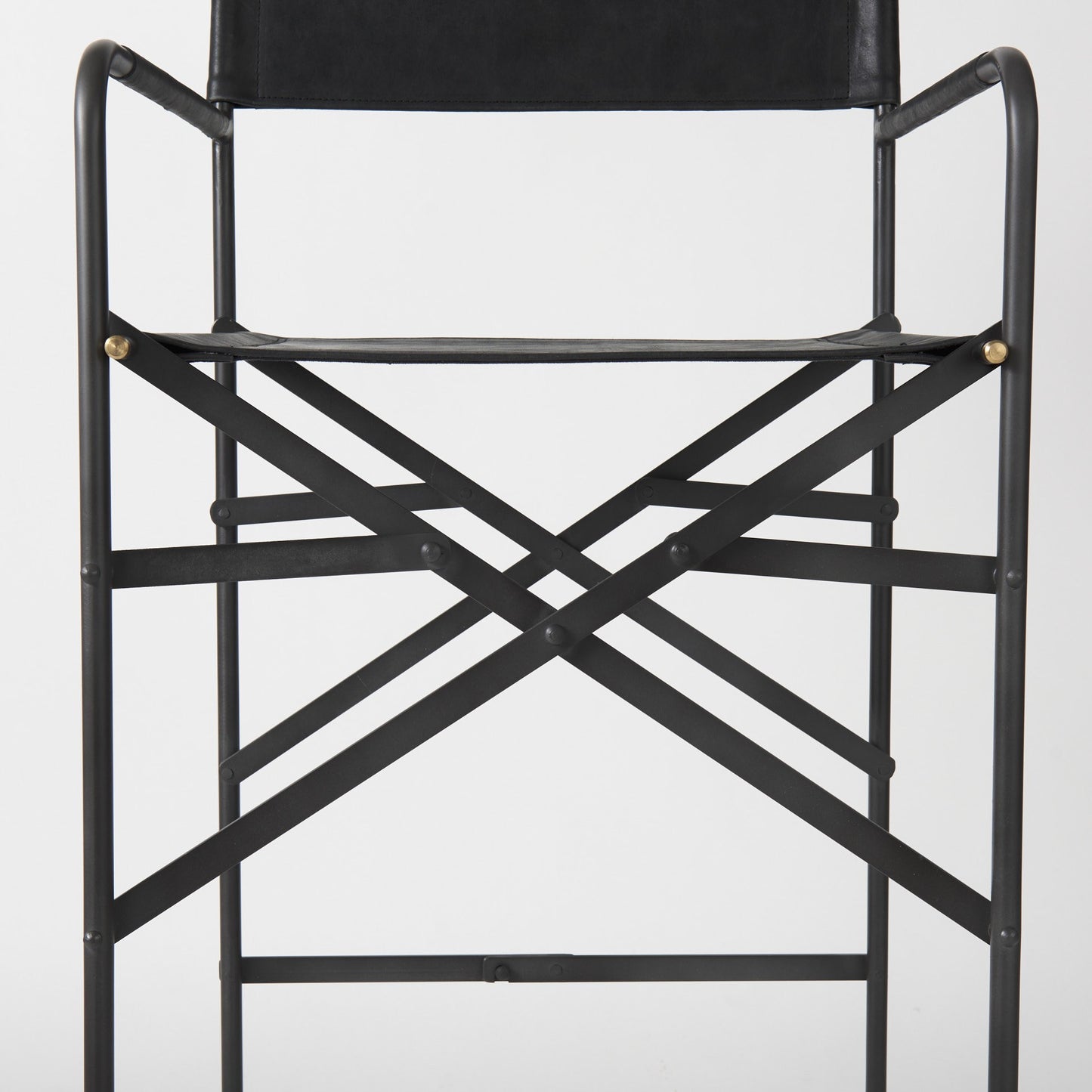 30" Black Leather And Metal Bar Height Bar Chair