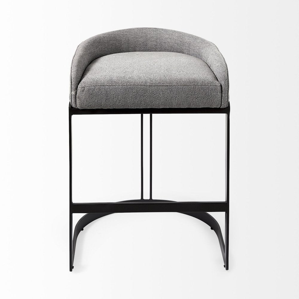 29" Gray and Black Fabric and Metal Low Back Bar Chair