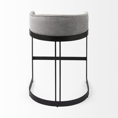 29" Gray and Black Fabric and Metal Low Back Bar Chair
