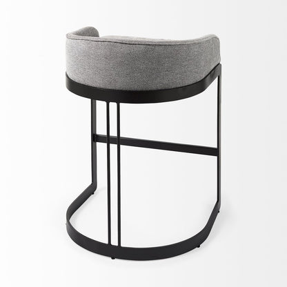 29" Gray and Black Fabric and Metal Low Back Bar Chair
