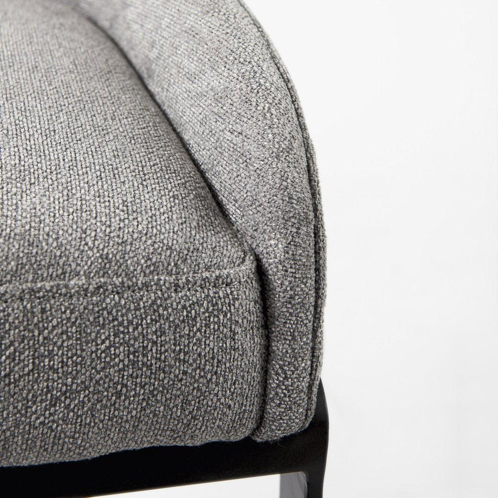 29" Gray and Black Fabric and Metal Low Back Bar Chair