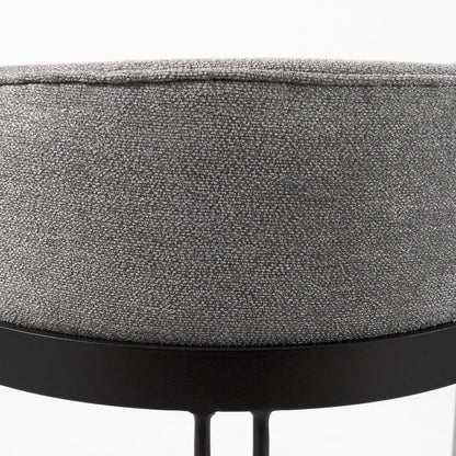 29" Gray and Black Fabric and Metal Low Back Bar Chair