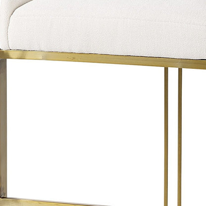 35" White and Gold Fabric and Metal Low Back Bar Chair