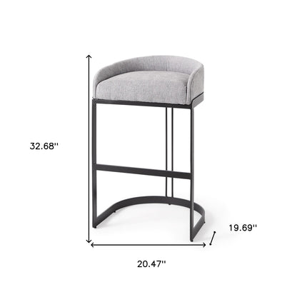 30" Gray And Black Low Back Bar Height Bar Chair