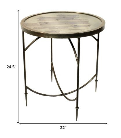 25" Nickel Iron Round End Table