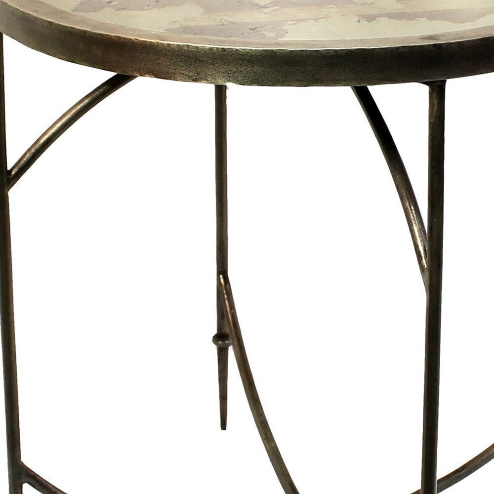 25" Nickel Iron Round End Table