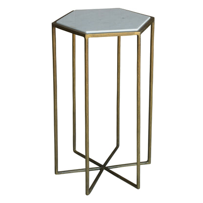 24" Brass And White Iron Round End Table