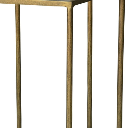 24" Brass And White Iron Round End Table