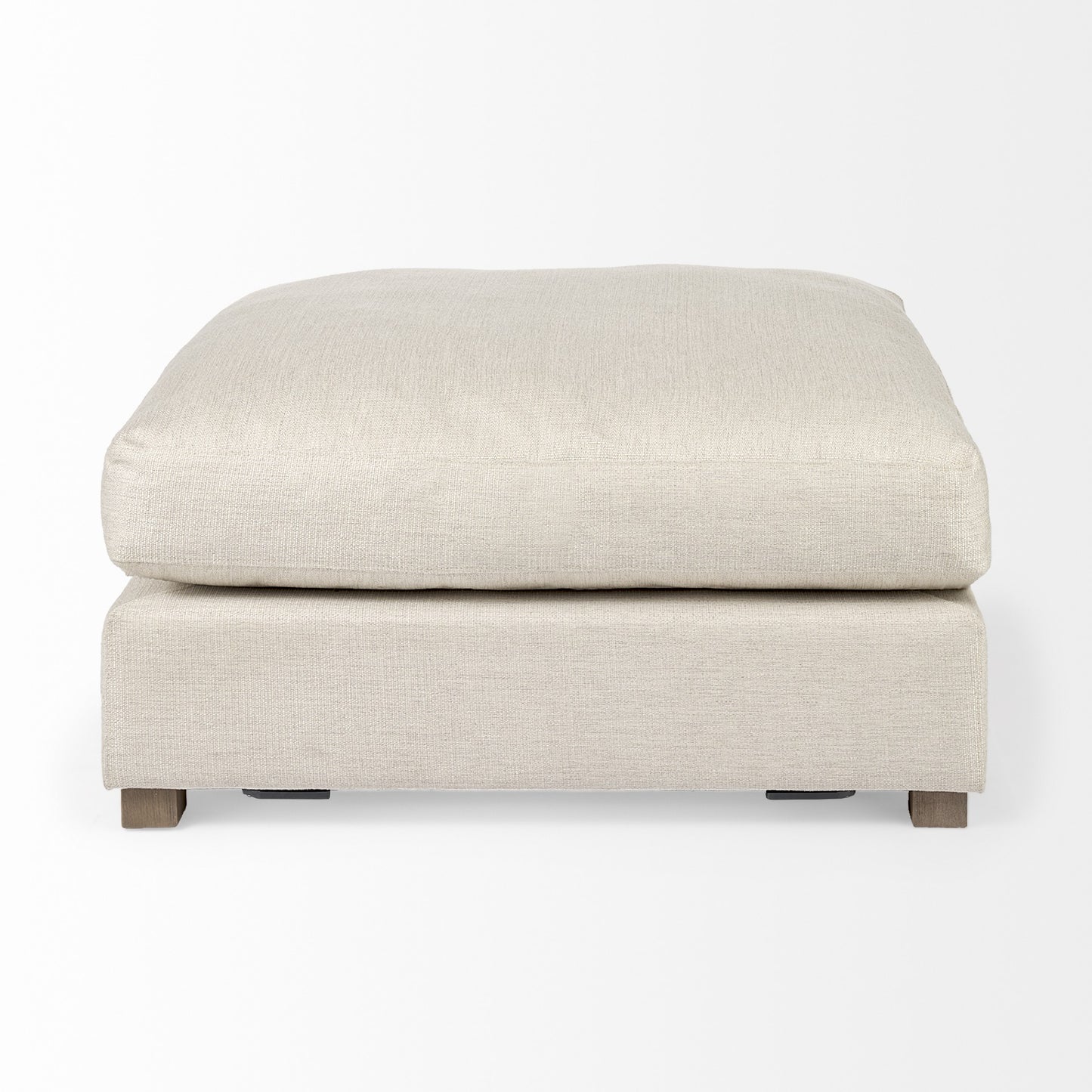 39" Beige Polyester And Brown Cocktail Ottoman