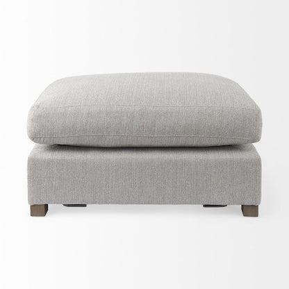 26" Light Gray Fabric and Brown Cocktail Ottoman