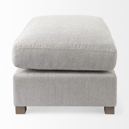 26" Light Gray Jute And Brown Cocktail Ottoman