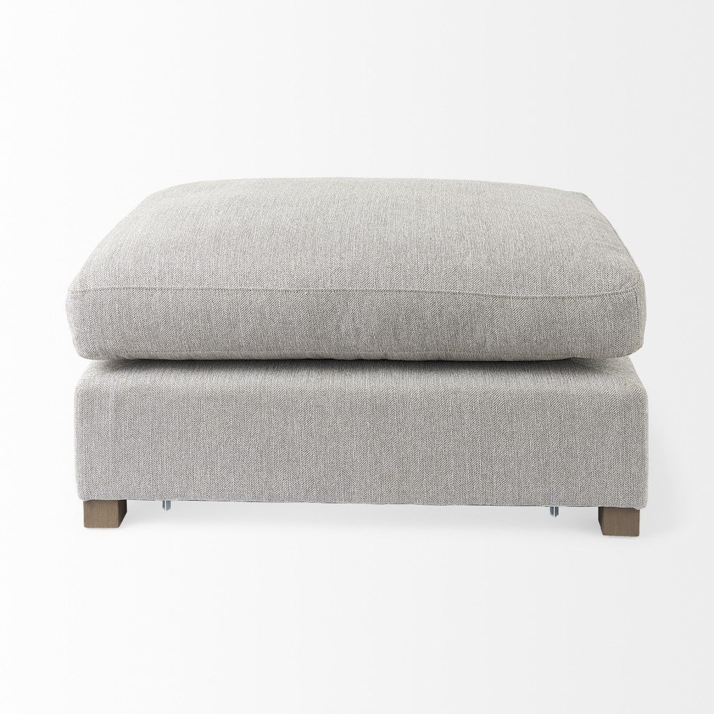 26" Light Gray Jute And Brown Cocktail Ottoman