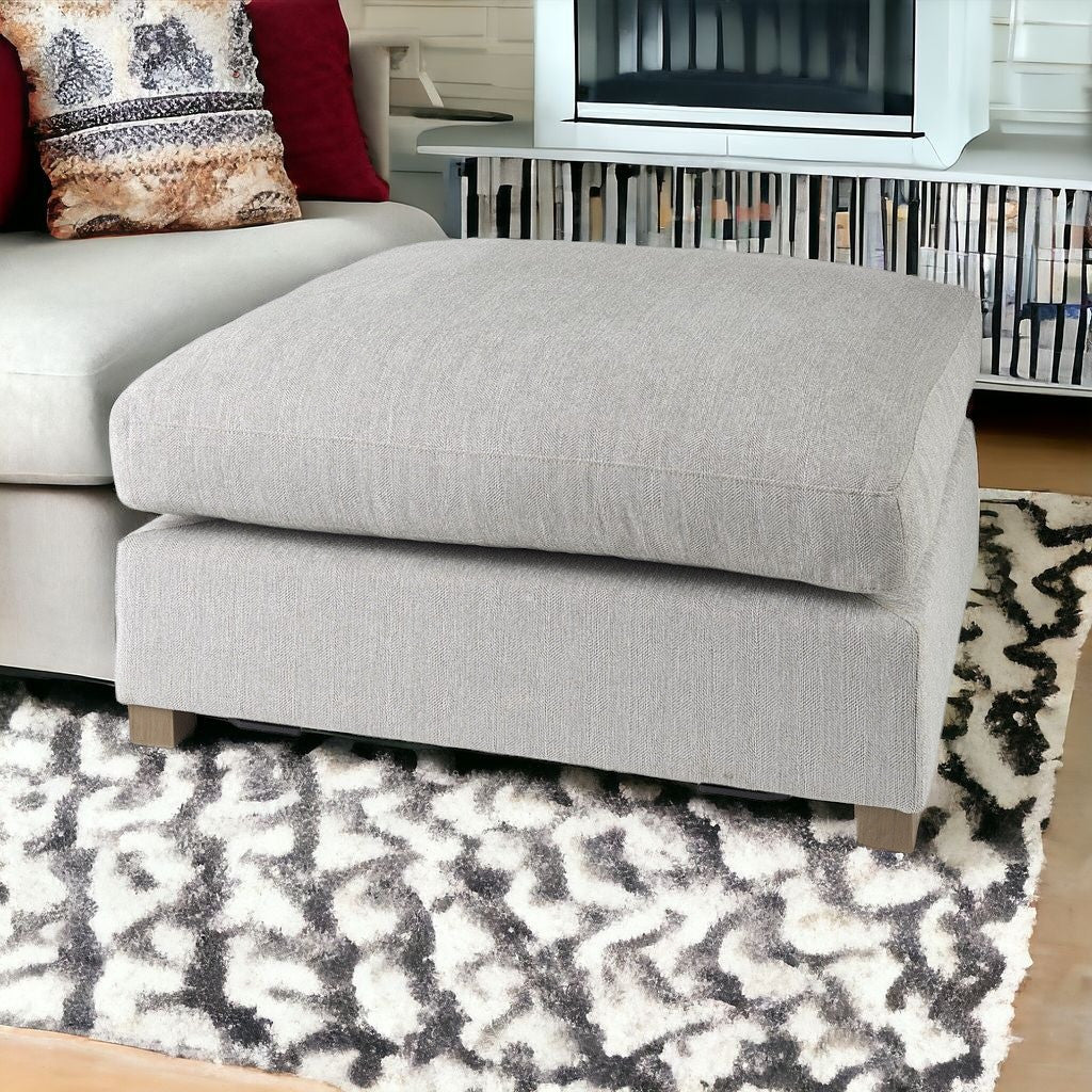 39" Light Gray Polyester And Brown Cocktail Ottoman