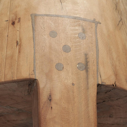 18" Natural And Brown Distressed Reclaimed Wood Round End Table