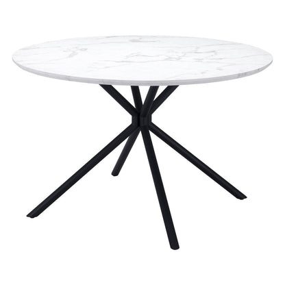 47" White And Black Rounded Steel Dining Table