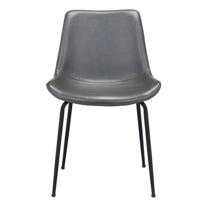 Set of Two Gray And Black Upholstered Faux Leather Dining Side Chairs