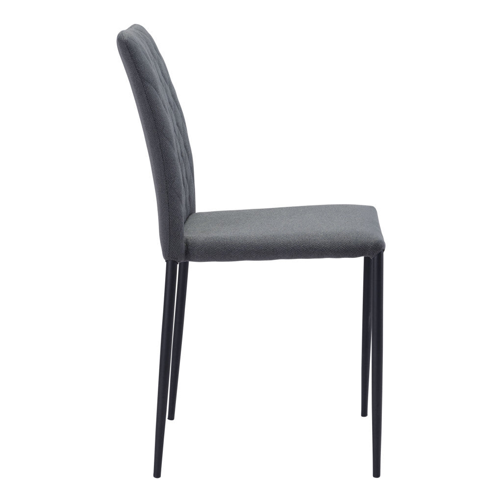 Set of Two Gray And Black Upholstered Fabric Dining Side Chairs