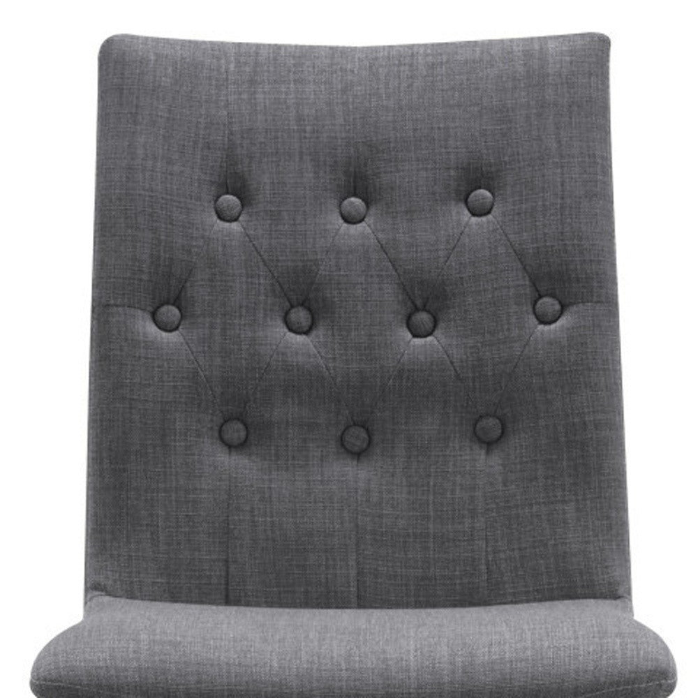 Set of Two Tufted Gray And Brown Upholstered Fabric Dining Side Chairs