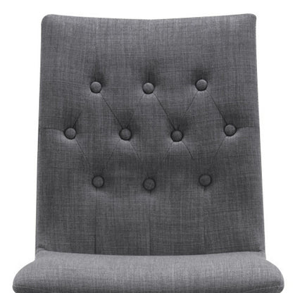 Set of Two Tufted Gray And Brown Upholstered Fabric Dining Side Chairs