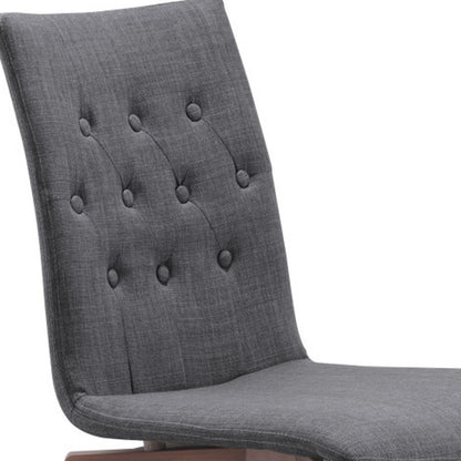 Set of Two Tufted Gray And Brown Upholstered Fabric Dining Side Chairs