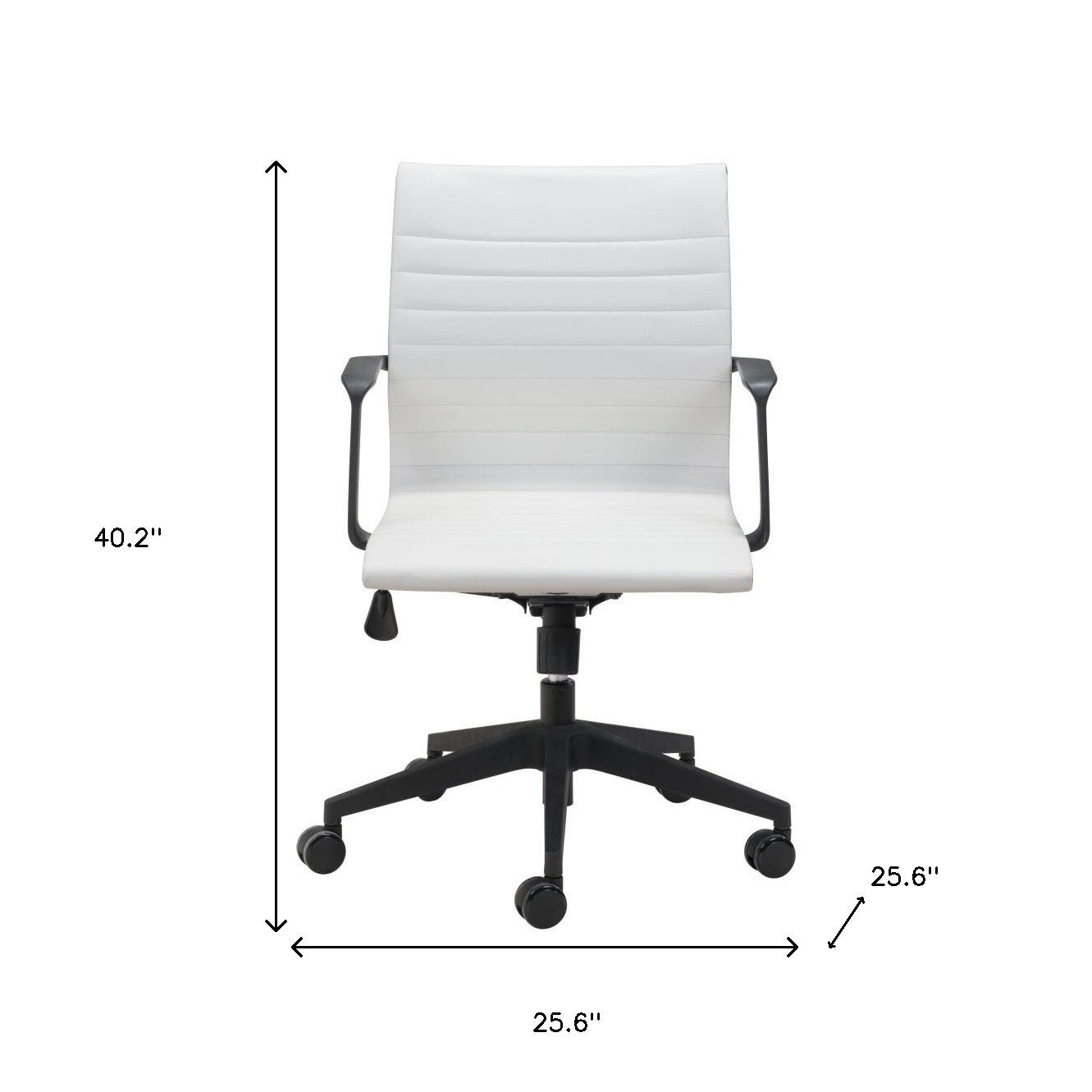 White and Black Adjustable Swivel Faux Leather Rolling Conference Office Chair