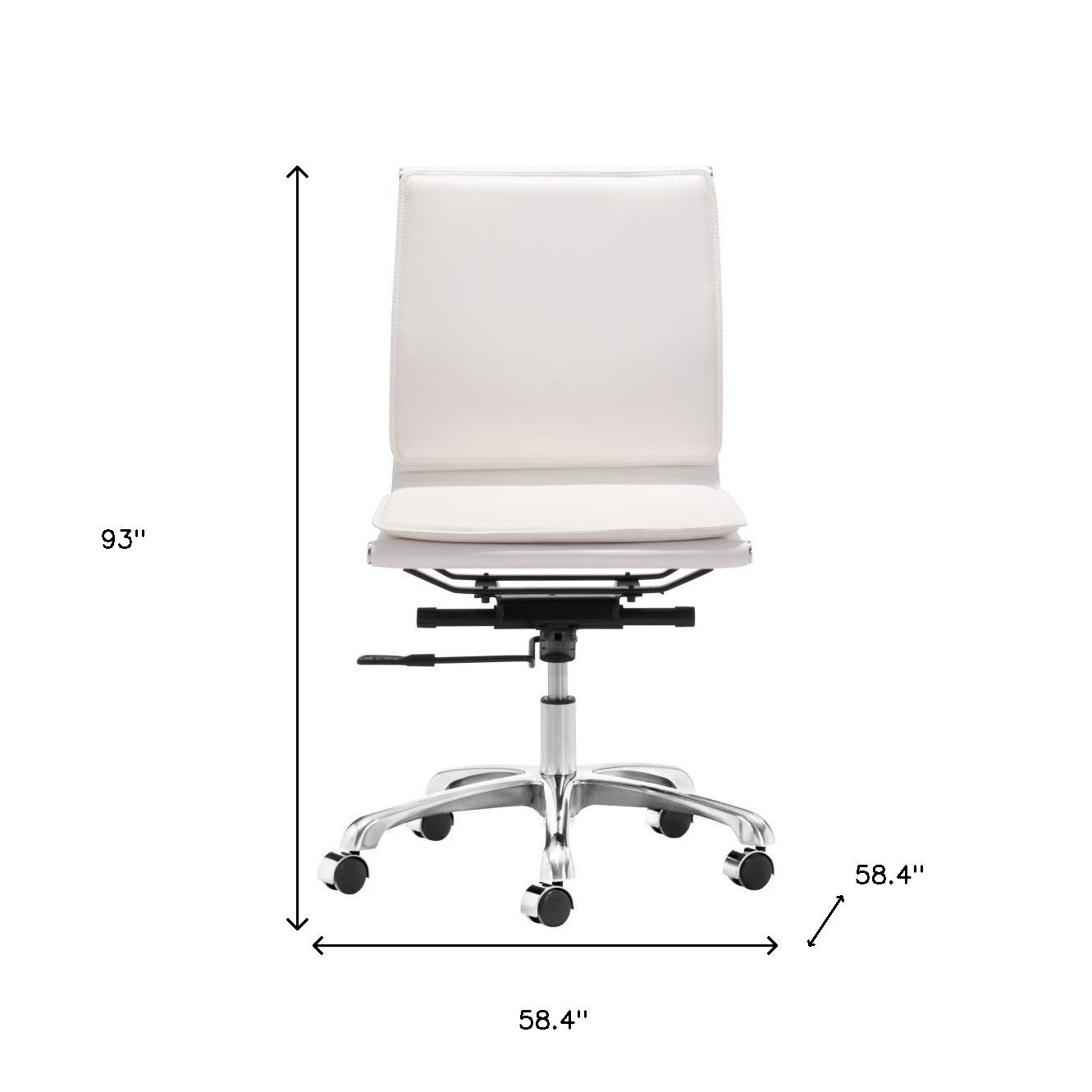 White and Silver Adjustable Swivel Faux Leather Rolling Executive Office Chair