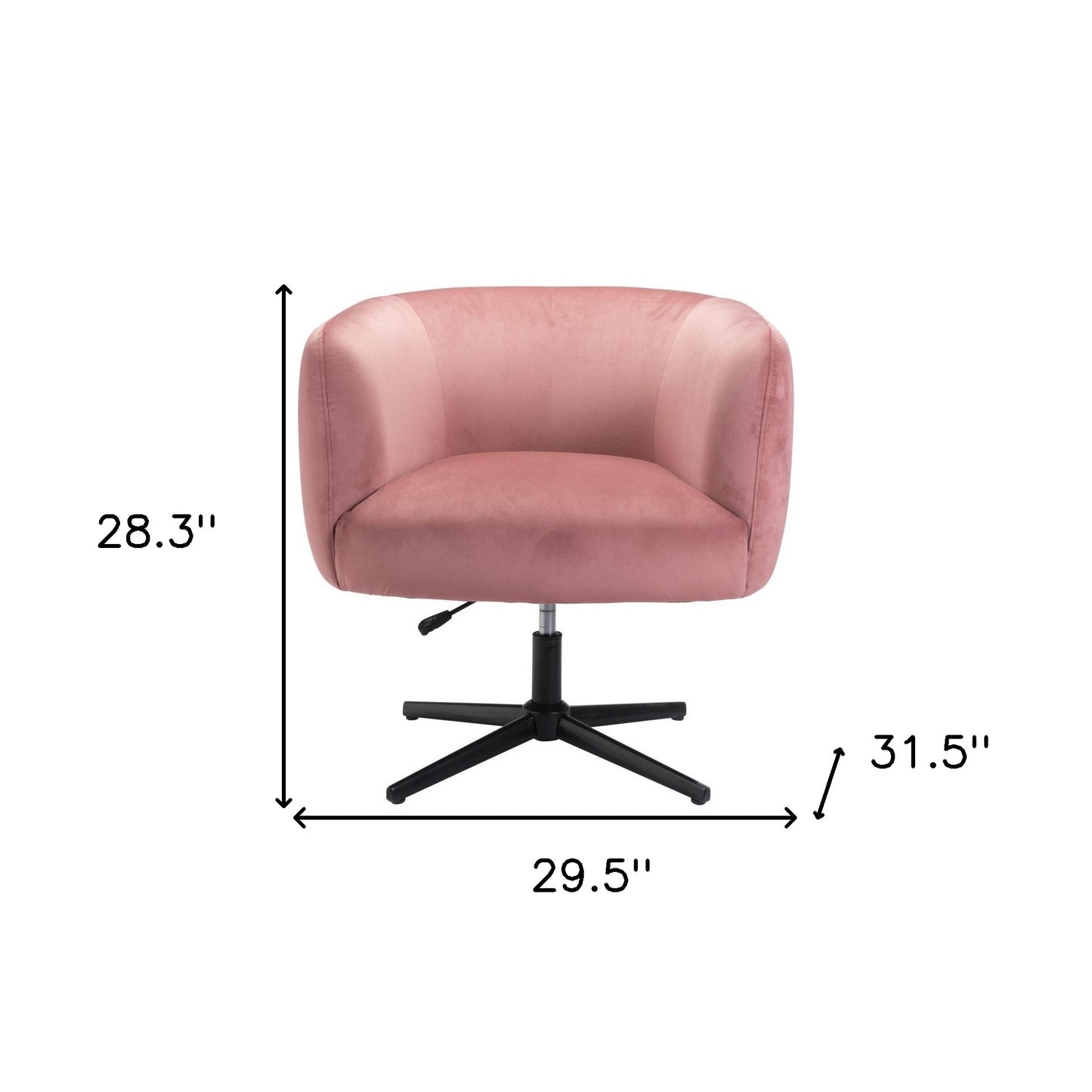 30" Pink And Black Velvet Swivel Barrel Chair