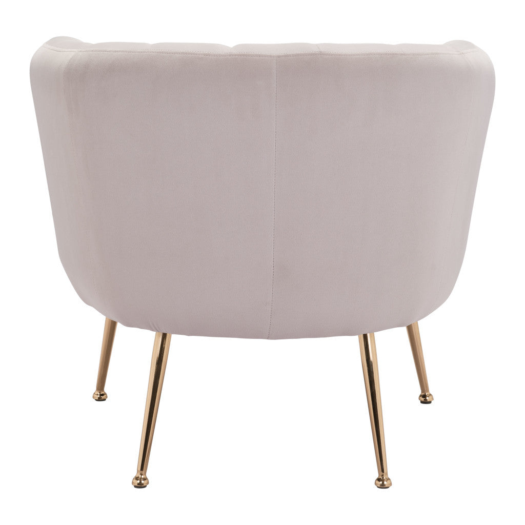 30" Ivory And Gold Fabric Tufted Club Chair