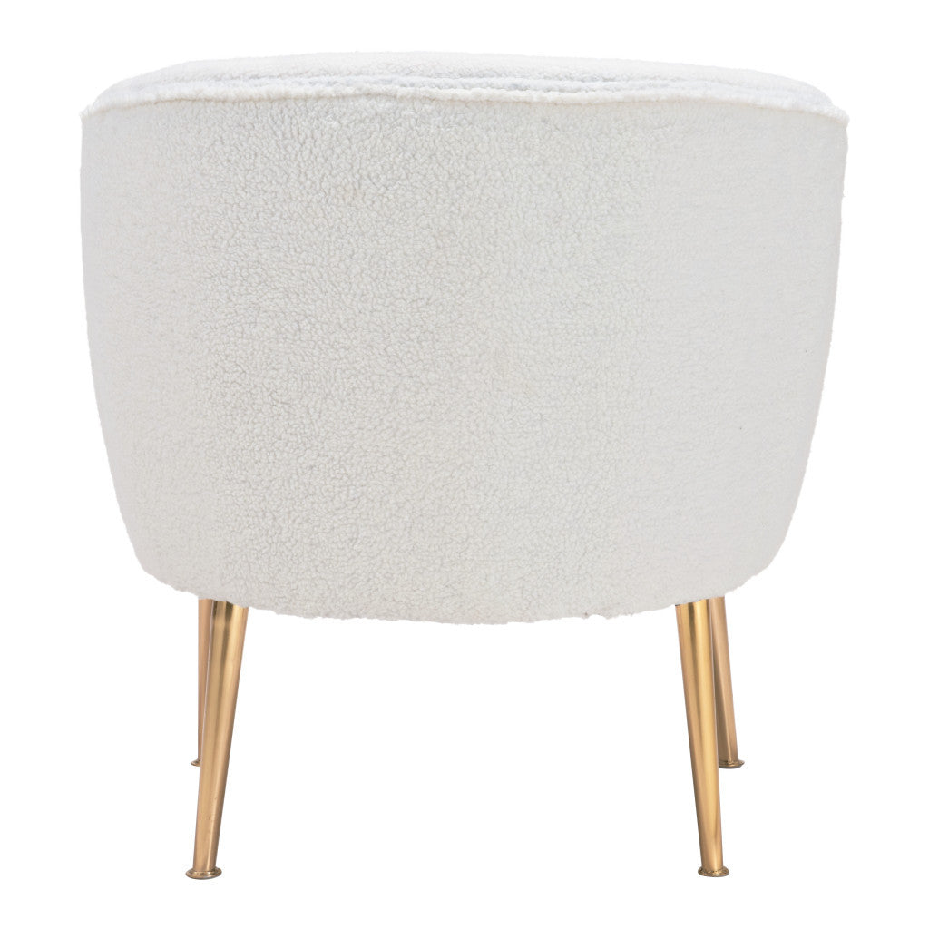 29" Beige And Gold Sherpa Arm Chair